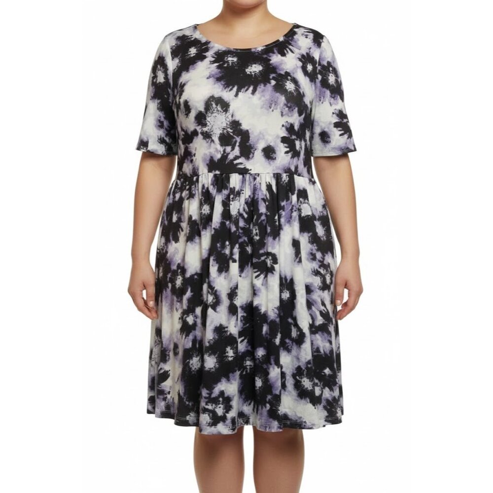 Trixie + LuLu Women's Purple Tie Dye A-Line Pleated Dress (Size: Large) NWT
